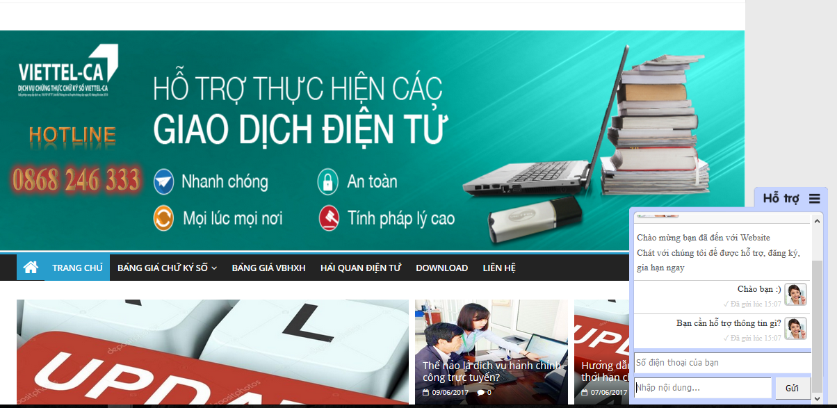 hỗ trợ gia hạn chữ ký số viettel