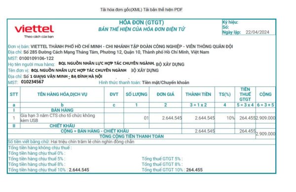 Hoá đơn điện tử Viettel Hoá đơn điện tử Viettel