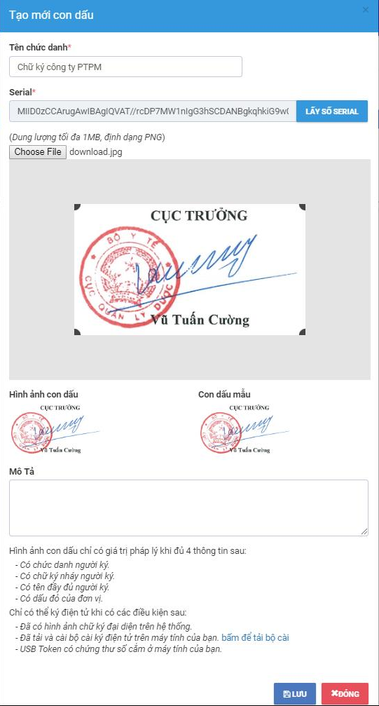 Chữ ký số cục quản lý dược - Bộ Y Tế