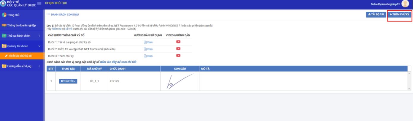 Thêm chữ ký số cục quản lý dược
