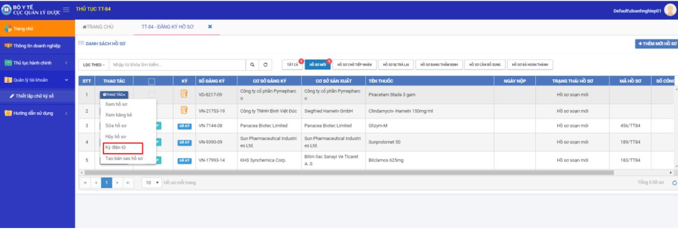 ký số trên cục quản lý dược Bộ y tế