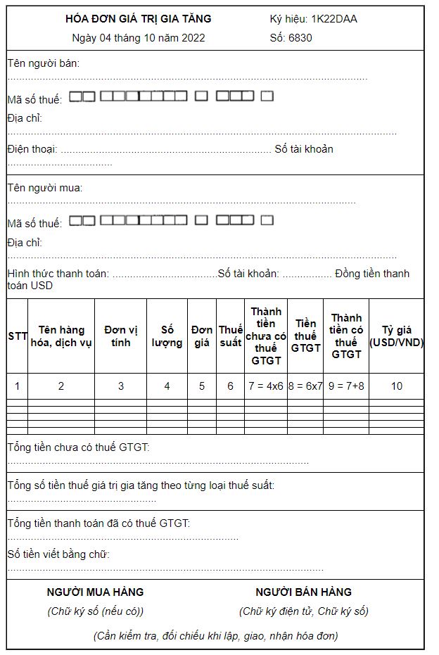 Hóa đơn Viettel - Thông tư 78/2021/TT-BTC hoa don viettel mau 4