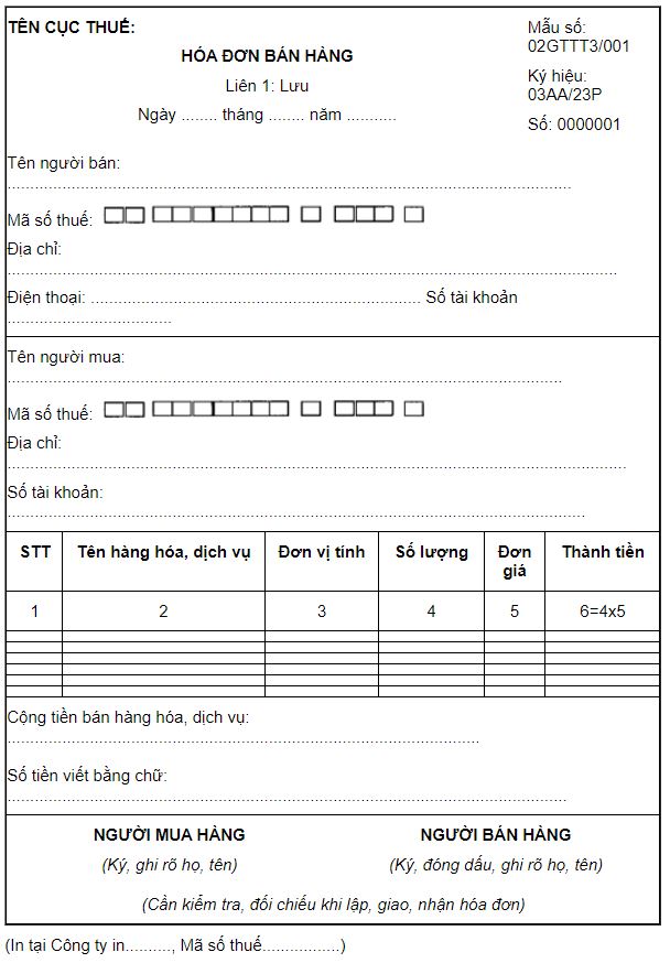 Hóa đơn Viettel - Thông tư 78/2021/TT-BTC hoa don viettel mau 7