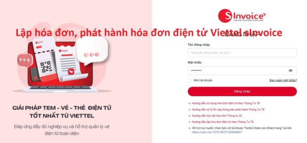 Lập hóa đơn, phát hành hóa đơn SInvoice hóa đơn điện tử Viettel