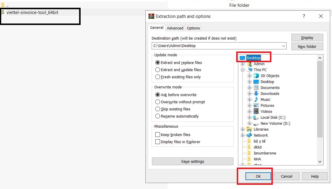 lưu ứng dụng ký số hóa đơn điện tử Viettel đã tải ra desktop