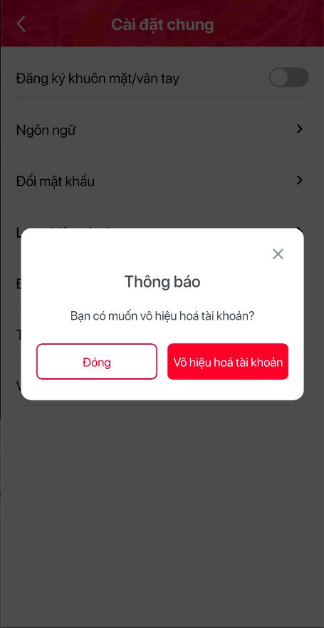 xác nhận vô hiệu hóa MySign