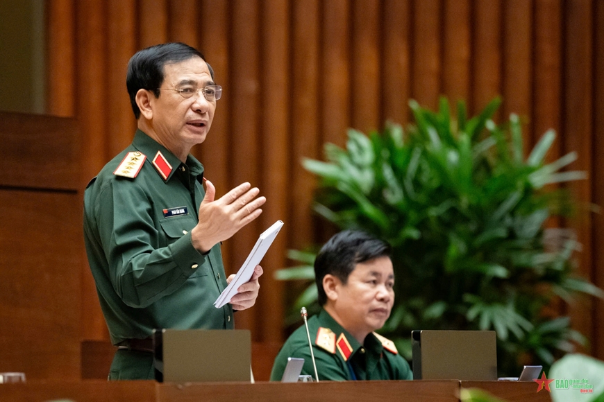 Tuổi nghỉ hưu của Sĩ quan Quân đội nhân dân Việt Nam từ ngày 1/12/2024 Đại tướng Phan Văn Giang, Ủy viên Bộ Chính trị, Phó bí thư Quân ủy Trung ương, Bộ trưởng Bộ Quốc phòng giải trình ý kiến của đại biểu Quốc hội về dự án Luật sửa đổi, bổ sung một số điều của Luật Sĩ quan Quân đội nhân dân Việt Nam.