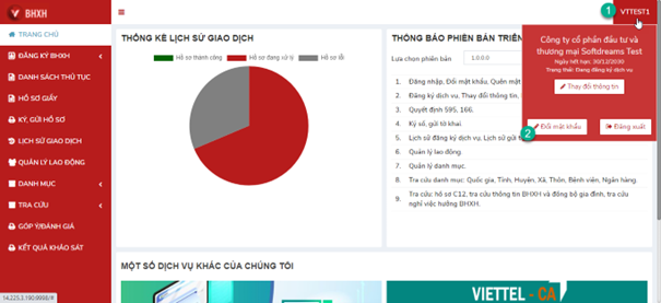Đăng nhập, đổi mật khẩu, quên mật khẩu BHXH Viettel 1
